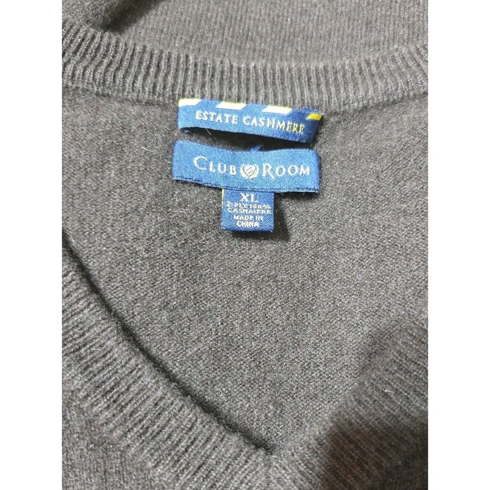 Club Room Sweater Mens Extra‎ Large Brown Estate Cashmere V Neck Pullover Soft